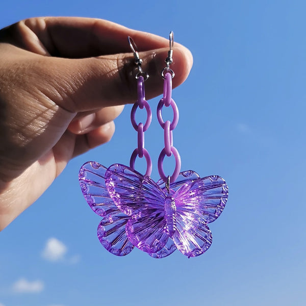 Transparent Y2k Butterfly Statement Drop Earrings