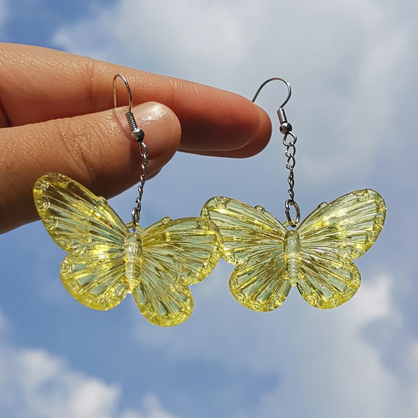 Transparent Y2k Butterfly Statement Drop Earrings