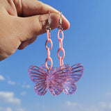 Transparent Y2k Butterfly Statement Drop Earrings