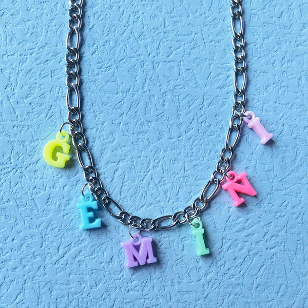 Zodiac Letter Pendant Statement Necklace