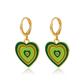 Y2k Cute Multi-Layer Enamel Heart Hanging Earrings