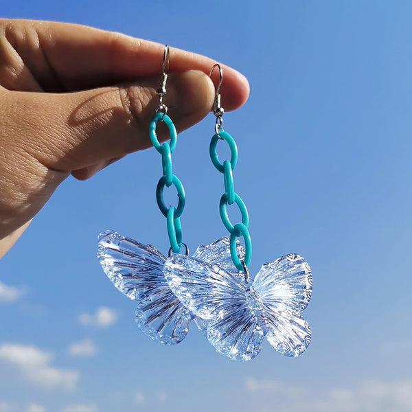 Transparent Y2k Butterfly Statement Drop Earrings