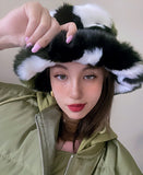 Vintage 90s Faux Fur Fluffy Bucket Hat