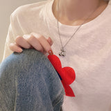 Sweet Cherry Crystal Heart Necklace