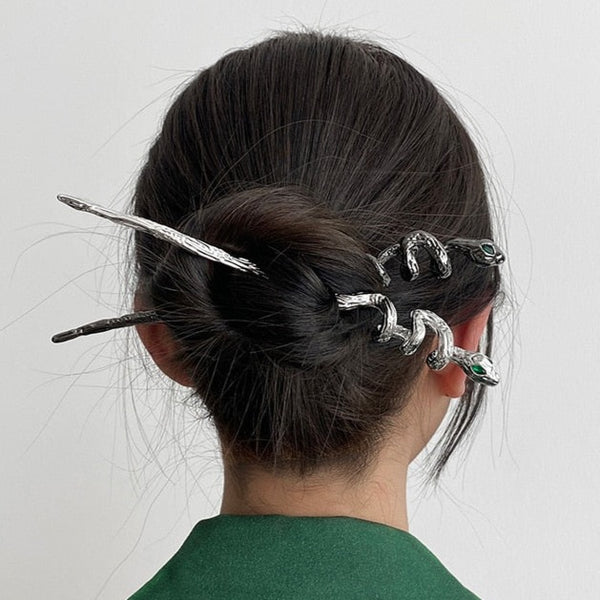 Cyberpunk Vintage Metal Snake Hairpin