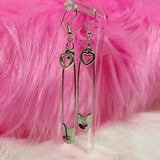 Love Safety Pin Dangle Earrings