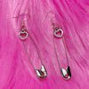 Love Safety Pin Dangle Earrings