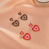 Y2k Cute Multi-Layer Enamel Heart Hanging Earrings