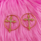 Crucify Me Statement Hoop Earrings