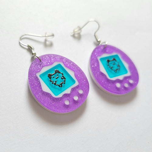 Y2k Purple Pet Egg Acrylic Earrings