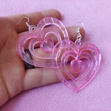 Sweet Y2k Pink Love Heart Acrylic Drop Earrings