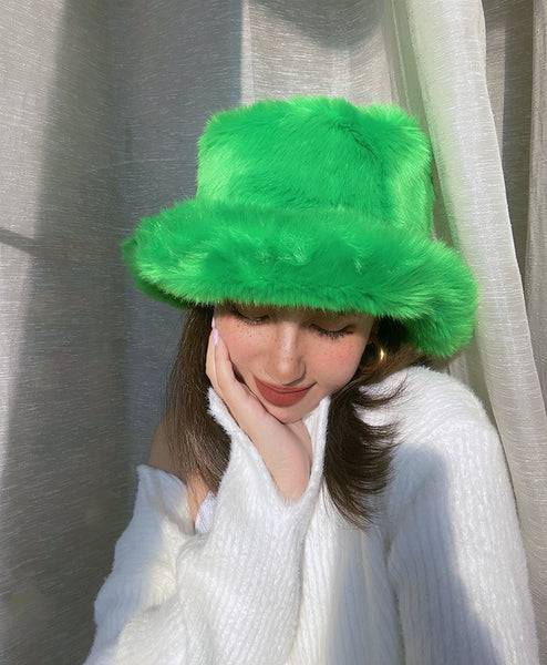 Vintage 90s Faux Fur Fluffy Bucket Hat