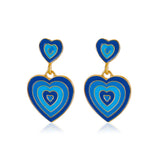 Y2k Cute Multi-Layer Enamel Heart Hanging Earrings