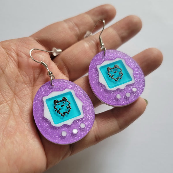 Y2k Purple Pet Egg Acrylic Earrings