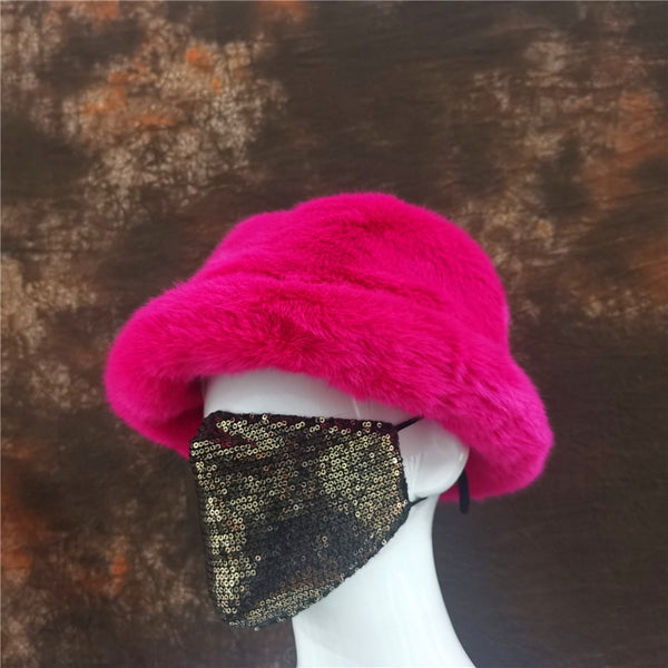 Vintage 90s Faux Fur Fluffy Bucket Hat