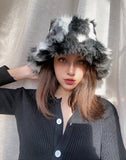 Vintage 90s Faux Fur Fluffy Bucket Hat