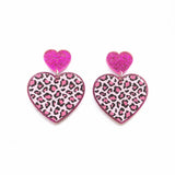 Y2K Leopard Print Sweetheart Dangle Earrings