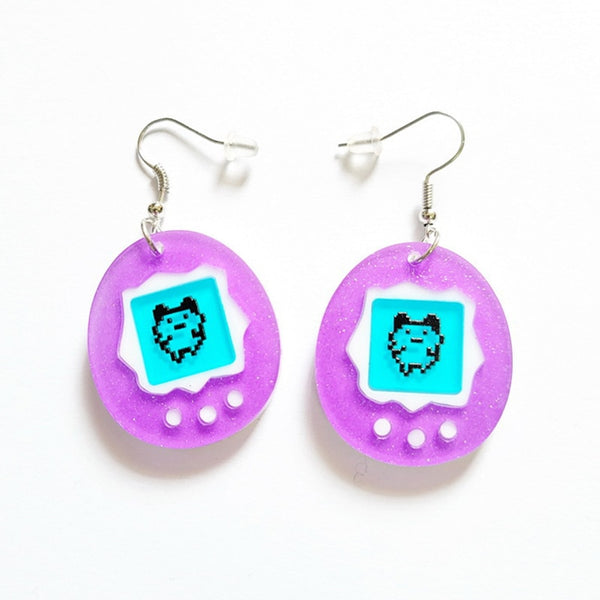 Y2k Purple Pet Egg Acrylic Earrings