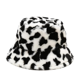 Fuzzy Cow Print Bucket Hat