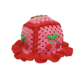 Trendy Hand-Made Cherry Knit Bucket Hat