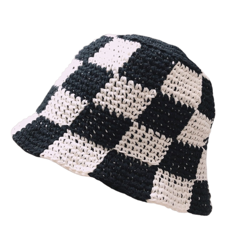 Trending Handwoven Plaid Crochet Bucket Hat