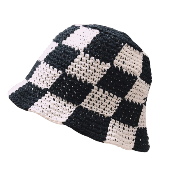 Trending Handwoven Plaid Crochet Bucket Hat